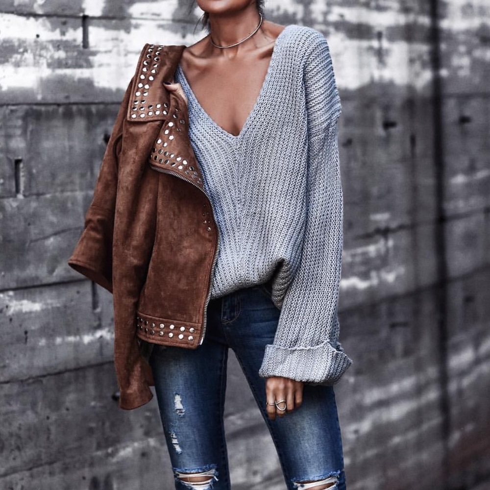 Oversized V Neck Sweater - Picture 1 of 3